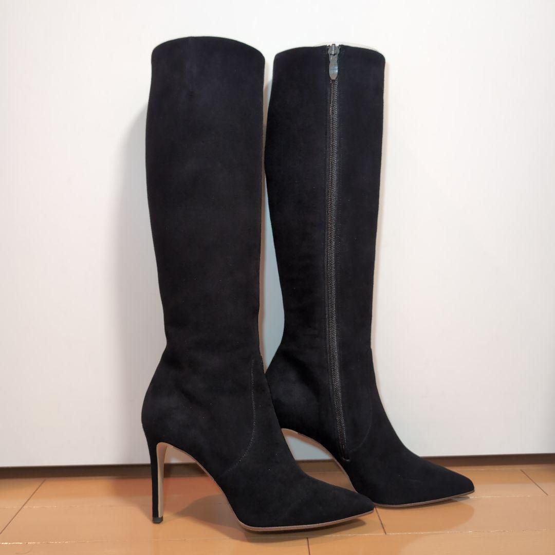 DIANA ロングブーツ 黒スエード 高ヒール