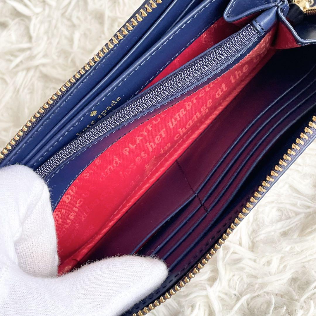 希少 美品 ケイトスペードニューヨーク ラクダ ビジュー 長財布 ラウンドジップ