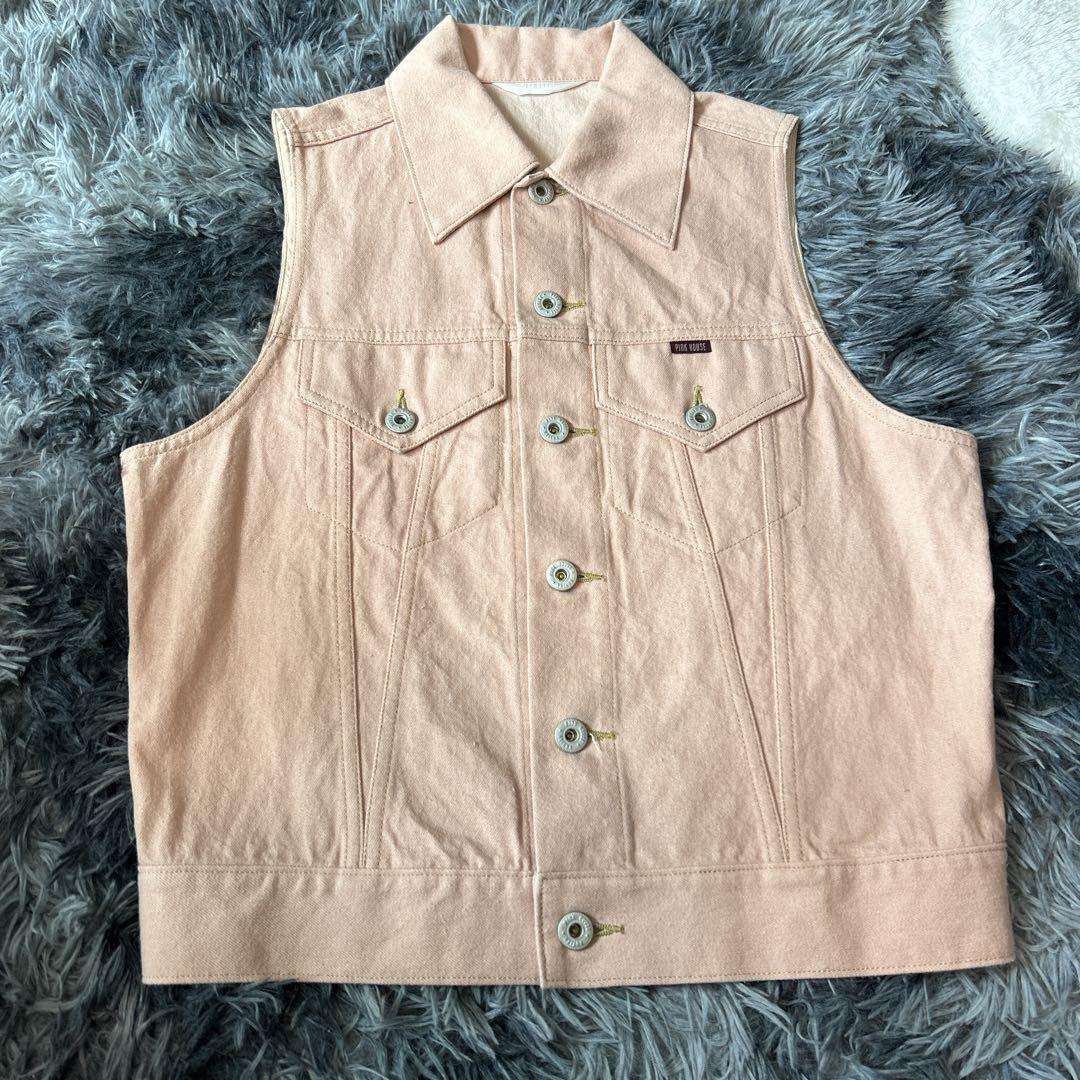 PINK HOUSE ピンクハウス　デニム　テーラードジャケット　カバーオール PINK HOUSE ピンクハウス デニム ベスト ジャケット ピンク