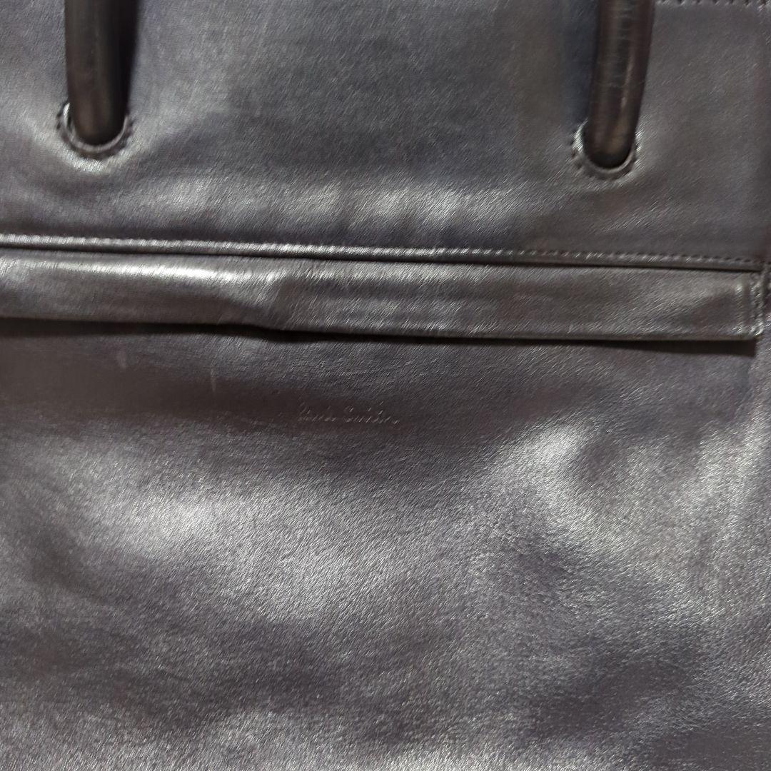 【Poul Smith】トート バック ブランデッドカラーエッジレザー黒