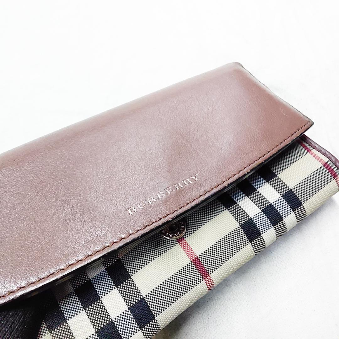 バーバリー BURBERRY 長財布 ノバチェック シャドーホース キャンバス