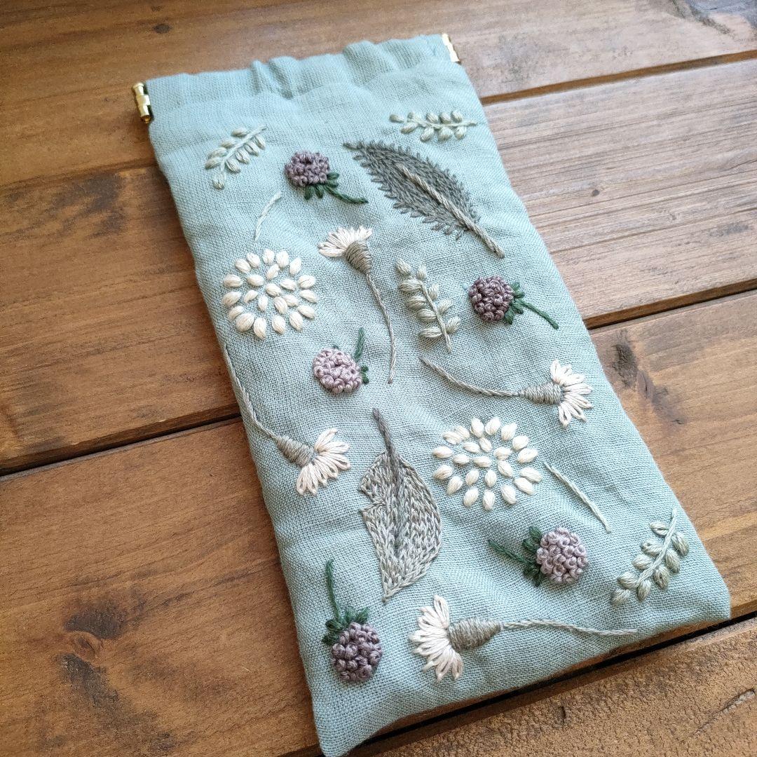 20-60代からのファッション通販  リネン刺繍 メガネケース kako☆様専用ページ】クッションカバー その他