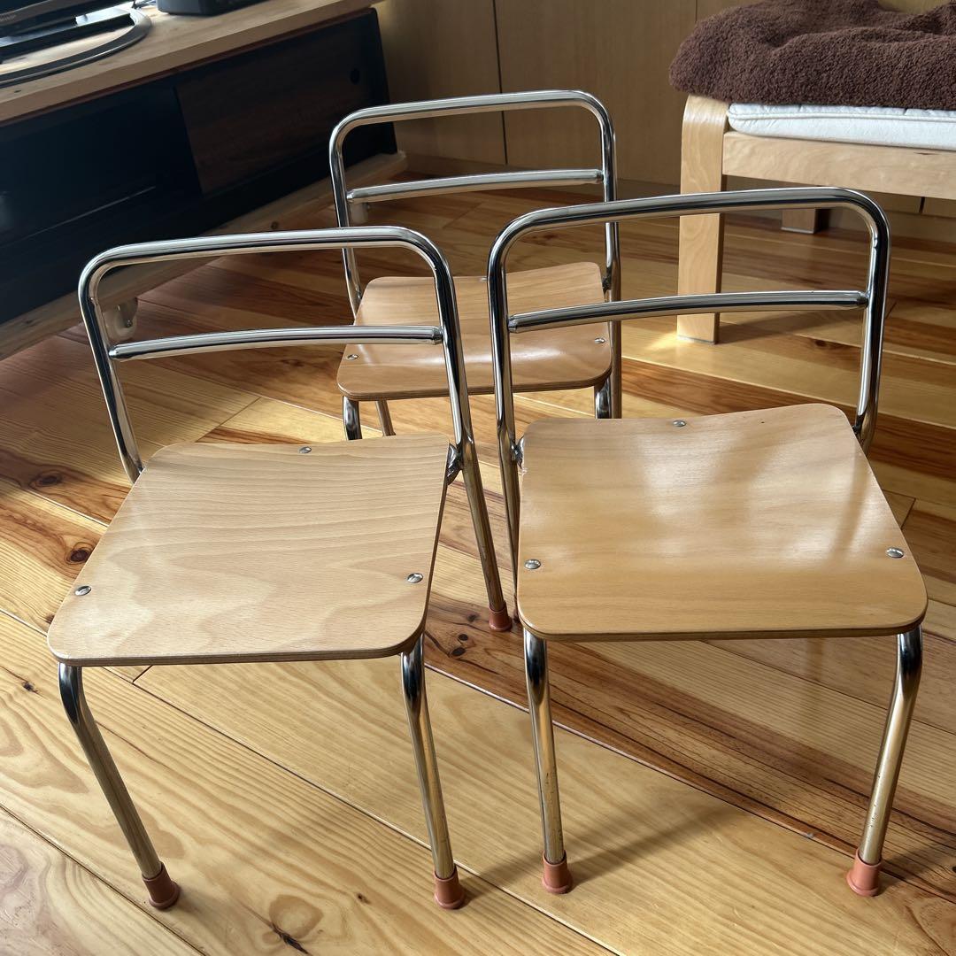 木製座面のキッズチェア 3脚セット