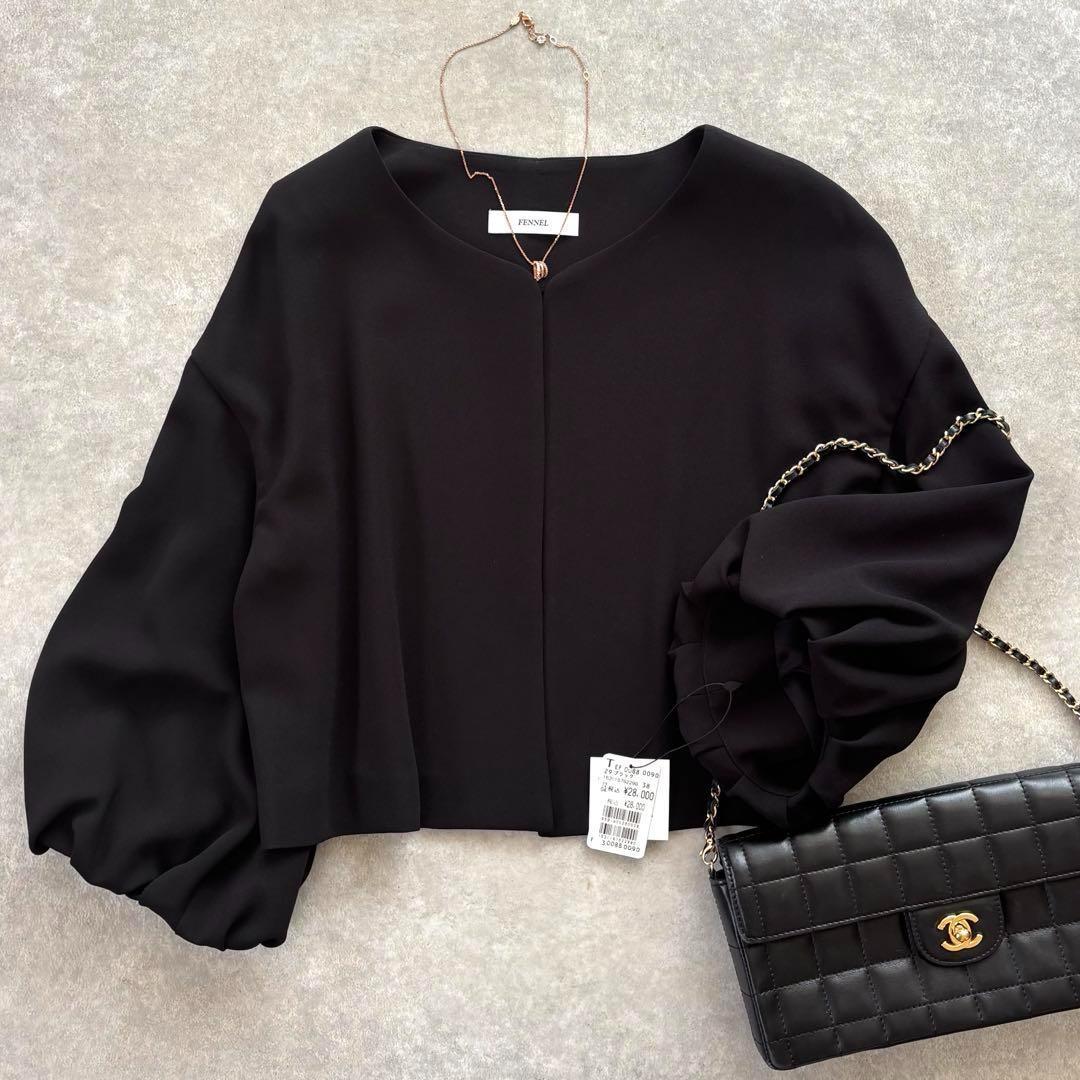 新品 FENNEL 現行品 クロップドパフスリーブジャケット ブラック ヤマダヤ