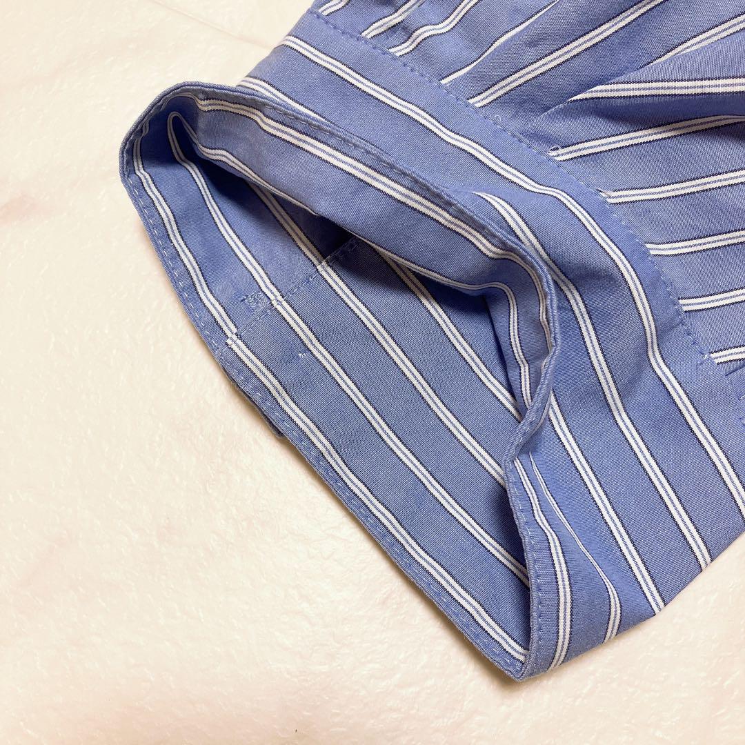 Spick and Span バンドカラーブラウス ストライプ パールボタン