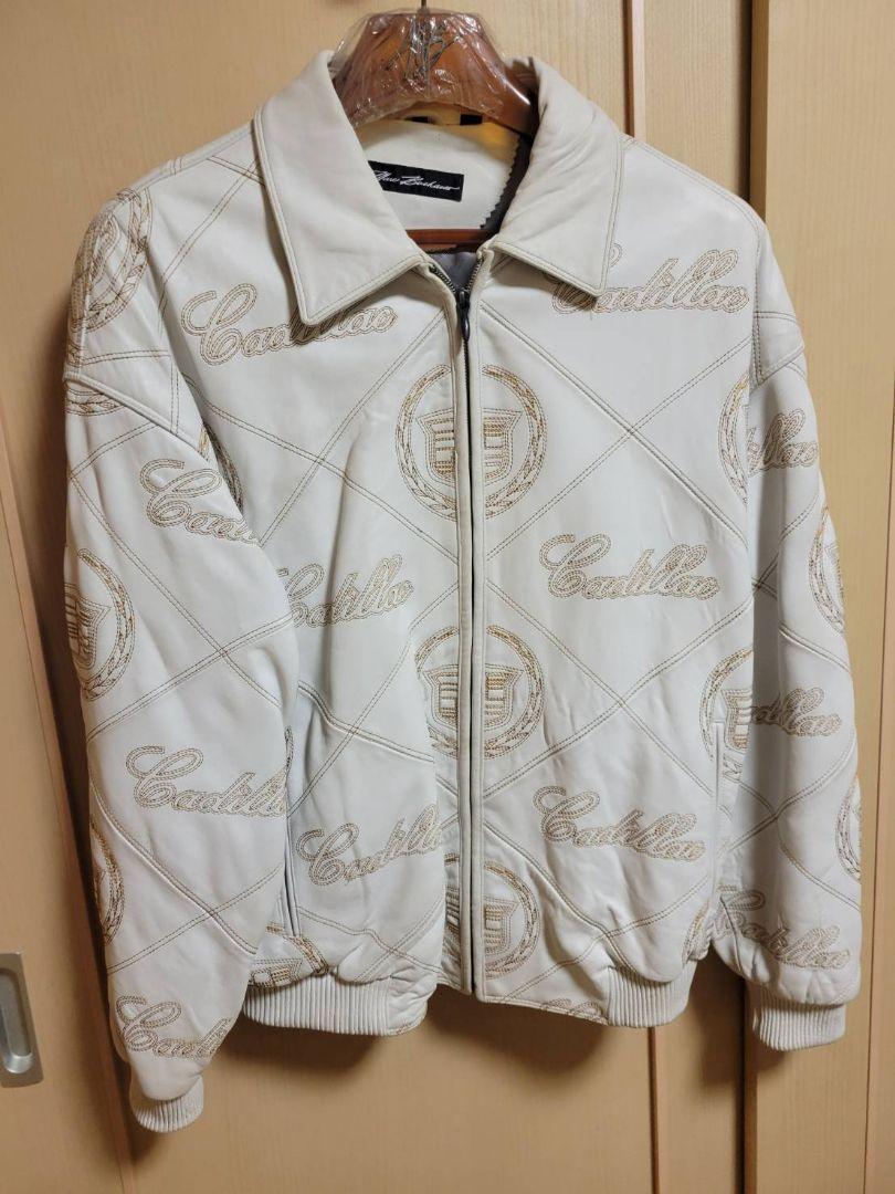 最新入荷 Cadillac キルティングレザージャケット ペレペレ ホワイト ジャケット・アウター