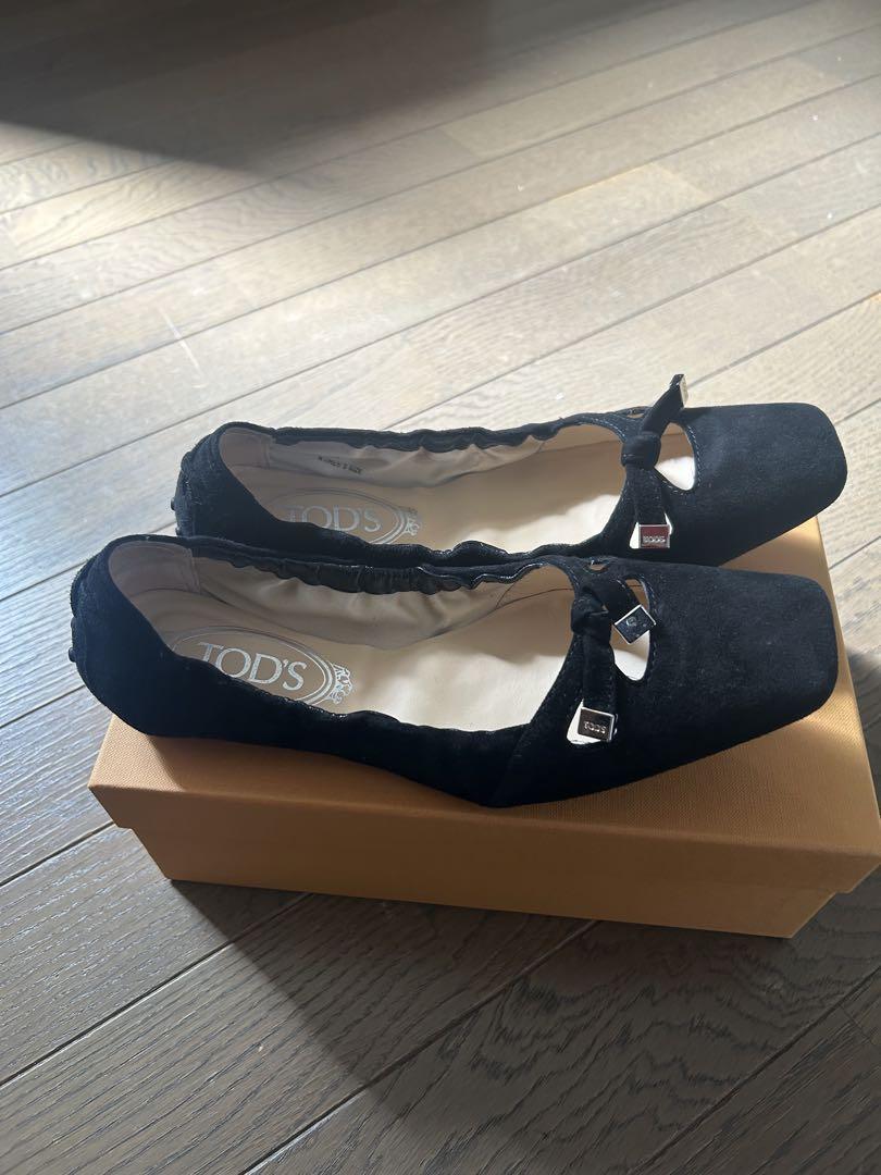 TOD'S 黒 スエード バレエシューズ サイズ36.5