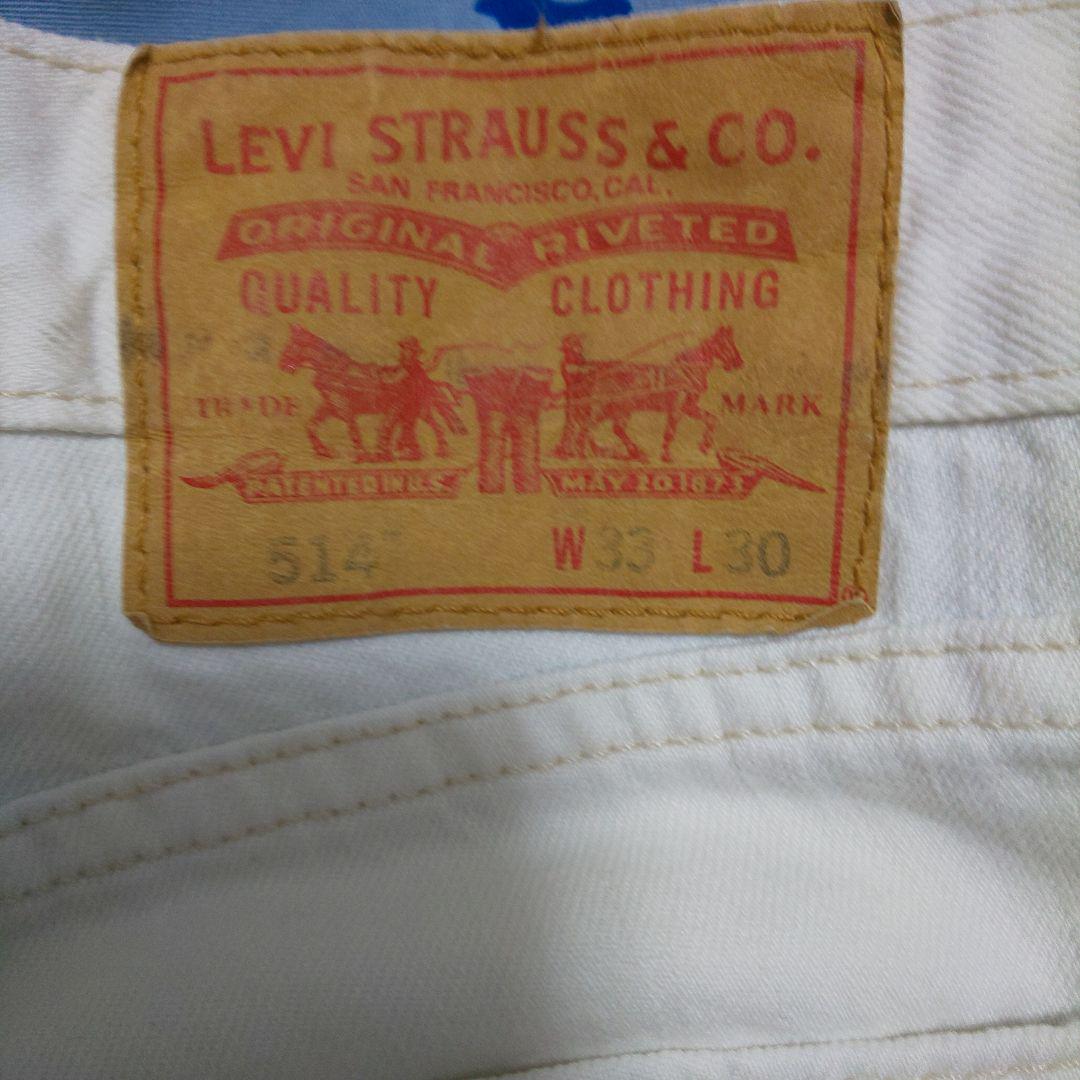 Levi's 514 ホワイトデニム W33 L30 クロス刺繍