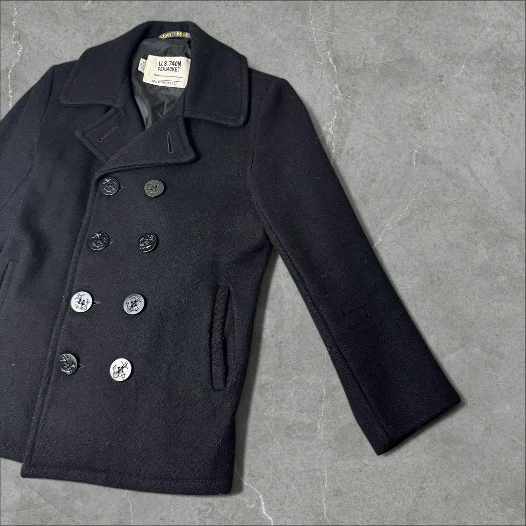 USA製 Schott ショット メルトン Pコート 34 ネイビー 紺