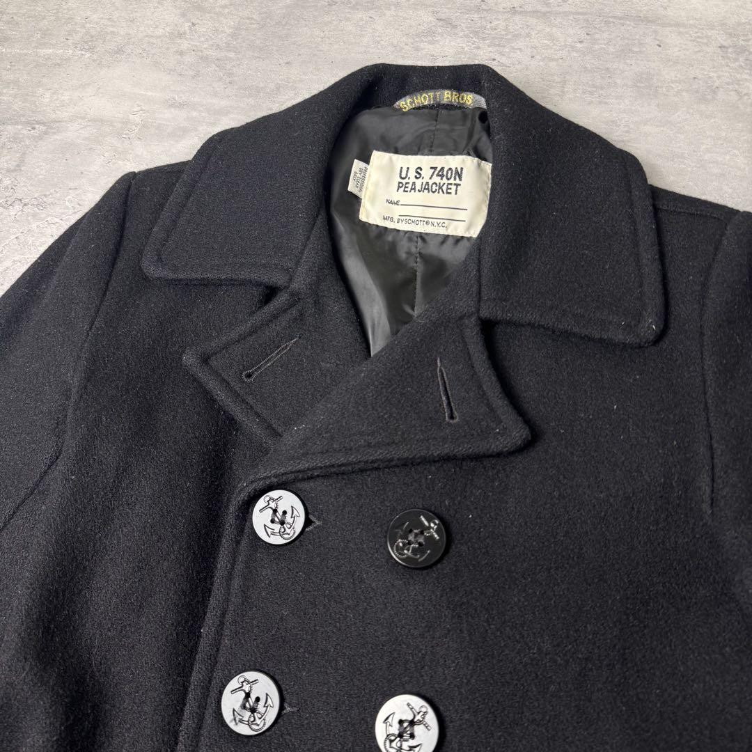 USA製 Schott ショット メルトン Pコート 34 ネイビー 紺