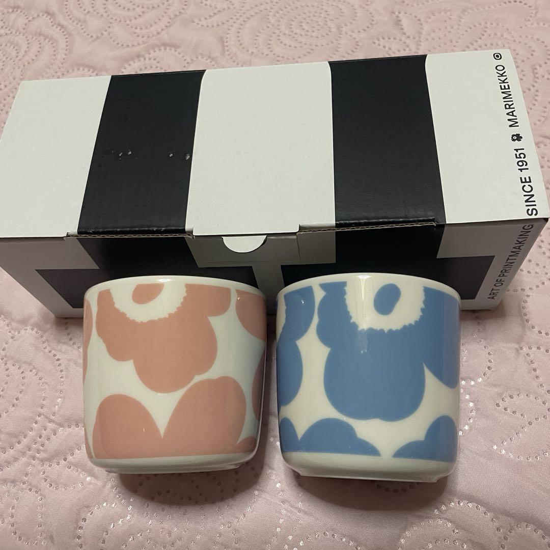 未使用　マリメッコ　ラテマグ　ピンクとブルー　marimekko マグカップ