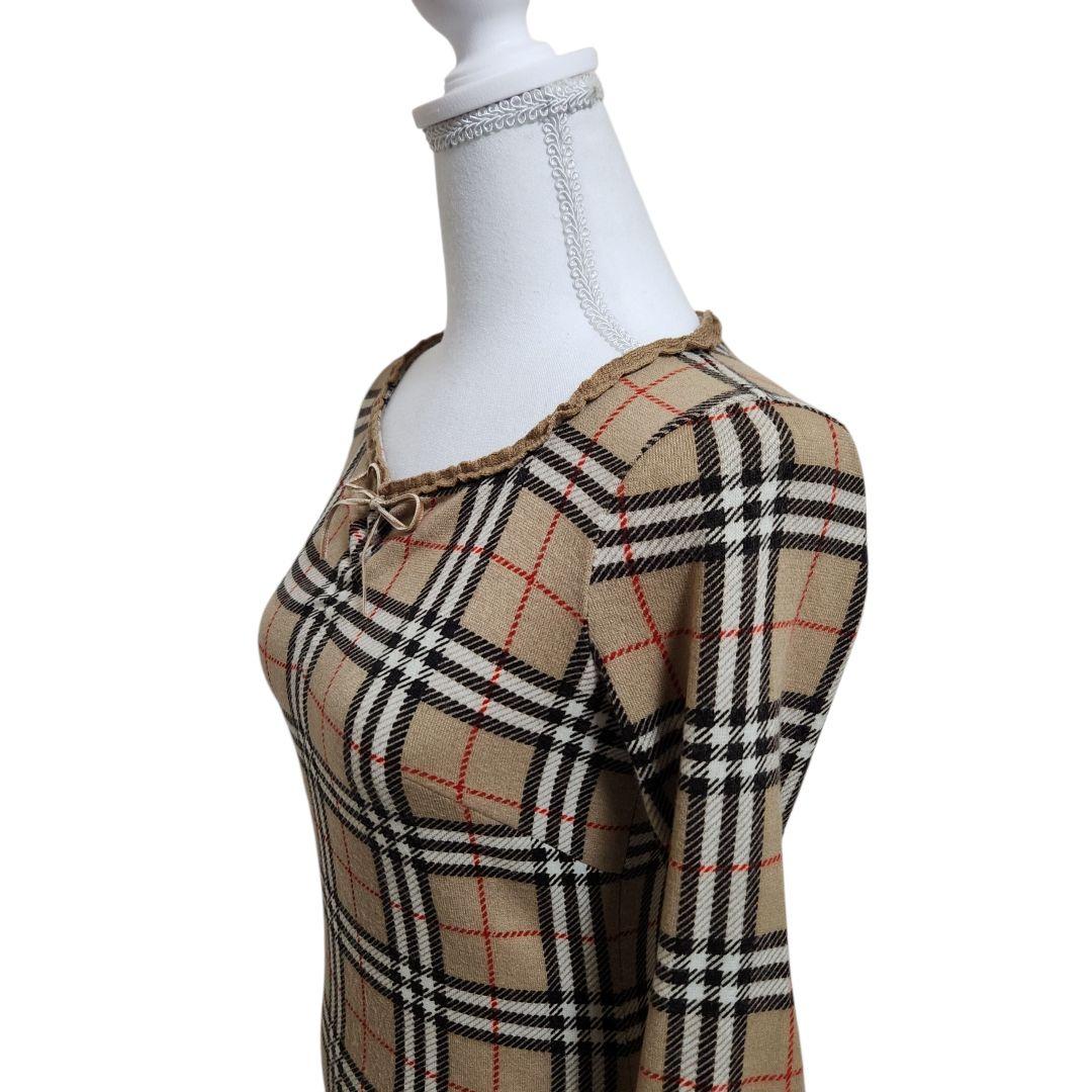 【美品】バーバリーブルーレーベル ノバチェック 総柄 ワンピース リボン 【美品】バーバリーブルーレーベル ノバチェック 総柄 ワンピース リボン