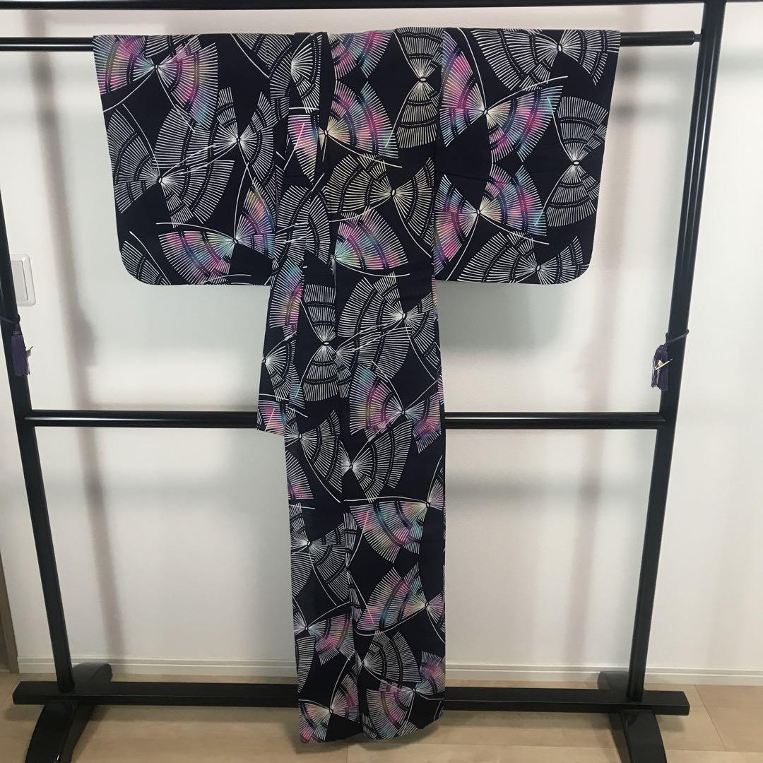 ZF-1234 浴衣 綿 お洒落 美品 モダン ハイセンス 可愛い