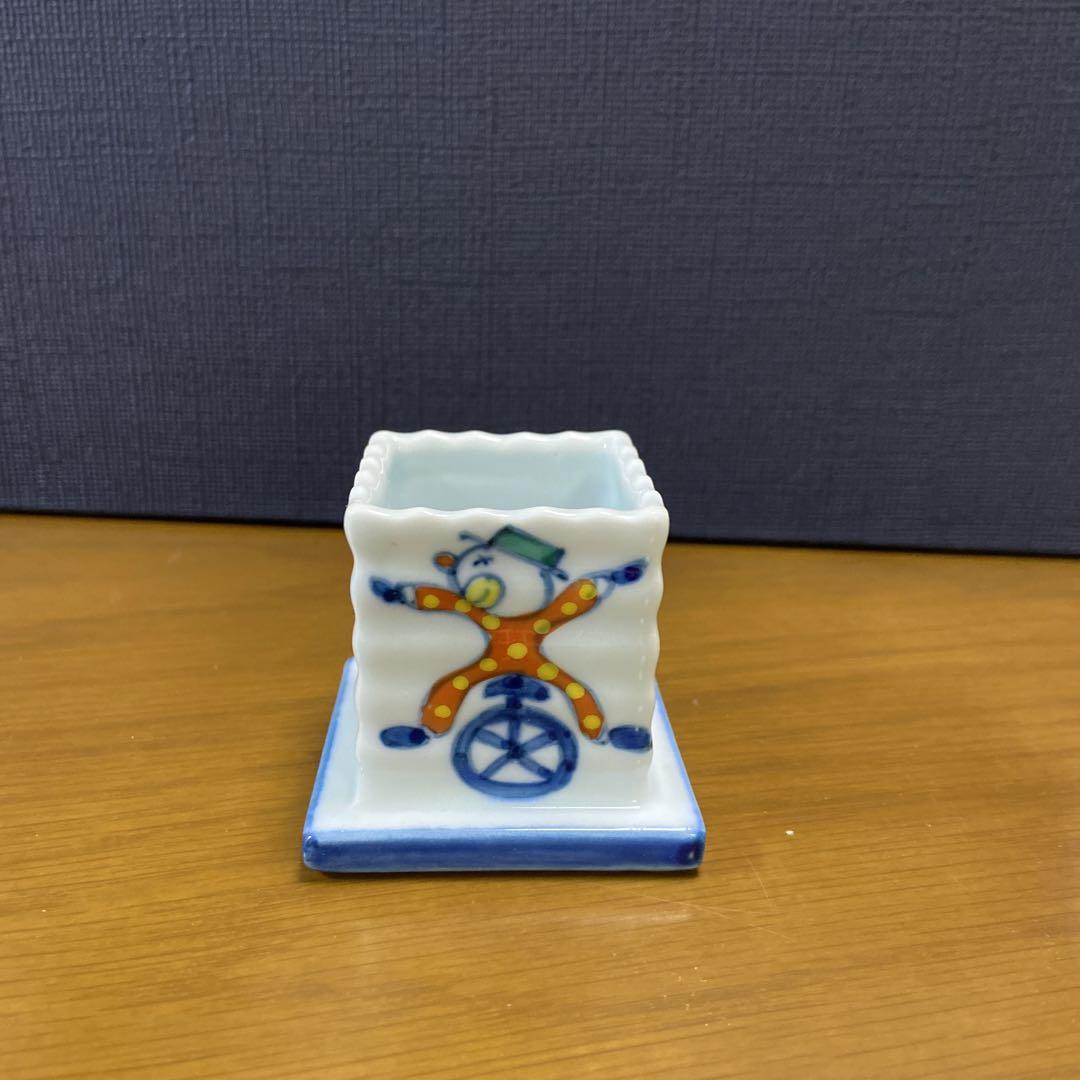 爪楊枝入れ陶器ピエロ四角