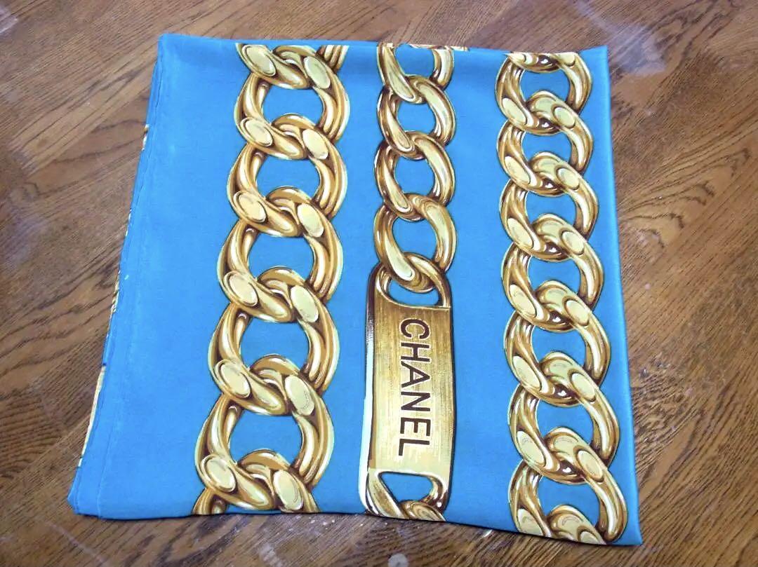 MAX80%OFF／セール開催中 ☆正規CHANELシャネル大判シルクスカーフ136×136☆ 小物