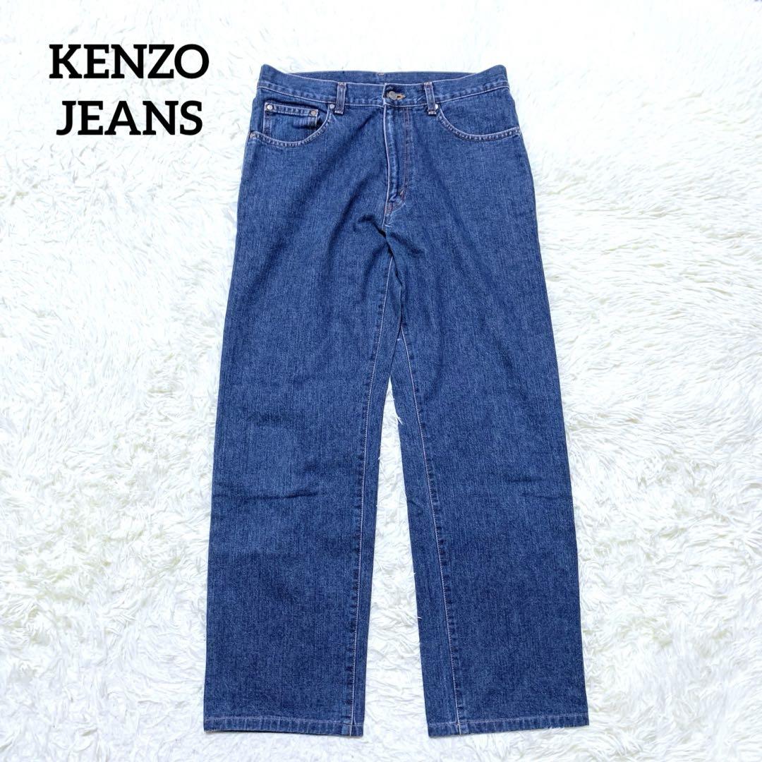 【ケンゾージーンズ】KENZO 花柄刺繍 ストレートデニムパンツ 日本製 メンズ