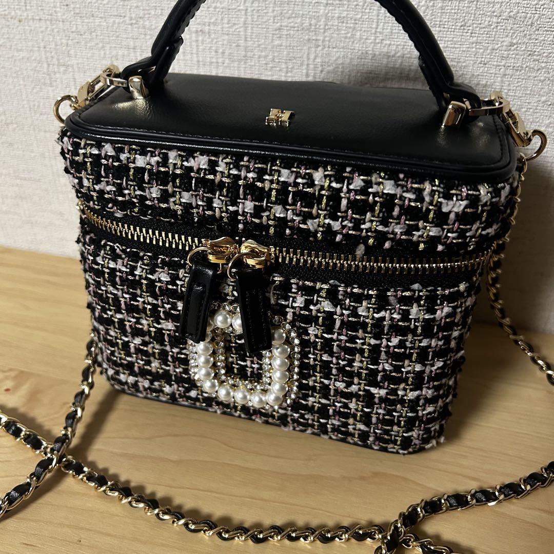 バッグ Herlipto Tweed Crystal Vanity Bag Herlipto tweed crystal vanity bag black
