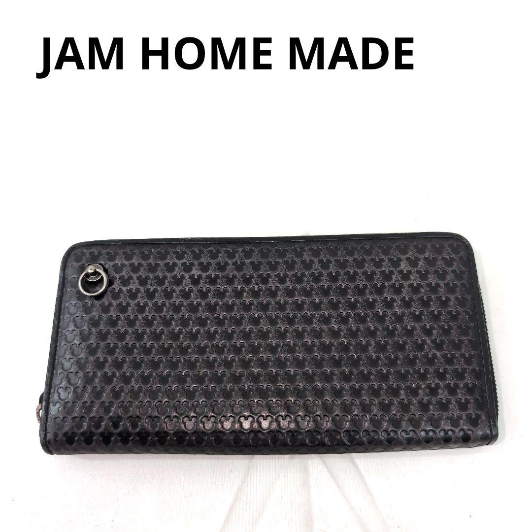 193○JAM HOME MADE ブラックレザー 長財布 ミッキーマウス型押し