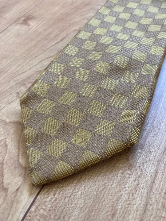 無料発送 ルイ・ヴィトン ネクタイ ダミエ柄ブラウン ネクタイ