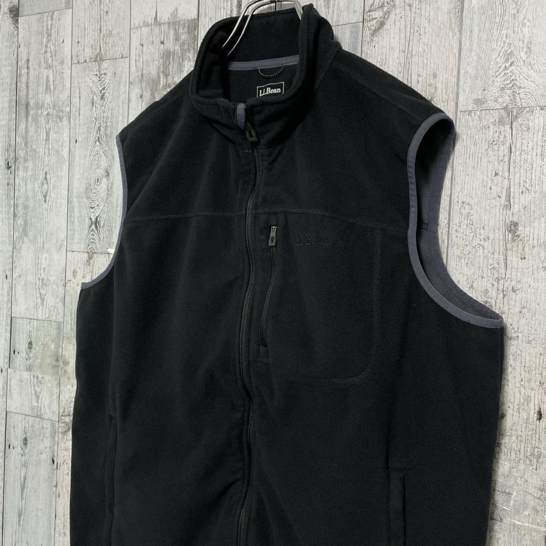 エルエルビーン ポーラテック 刺繍ロゴ 黒 XL ドロコード付 フリースベスト