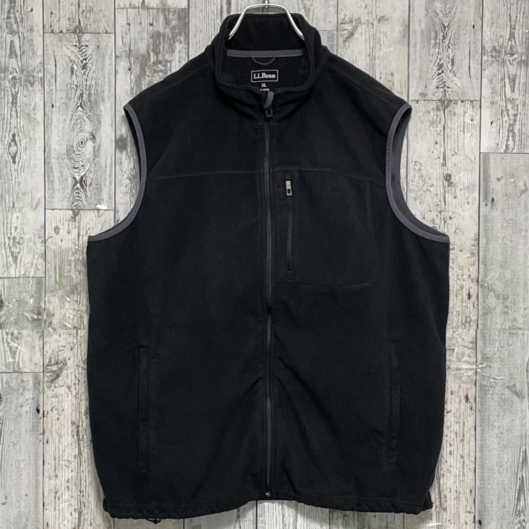 エルエルビーン ポーラテック 刺繍ロゴ 黒 XL ドロコード付 フリースベスト