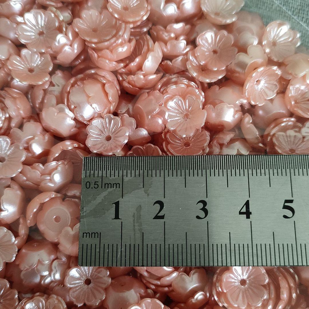 約1700個　手染めビーズ　桜　パール　ピンクオレンジ