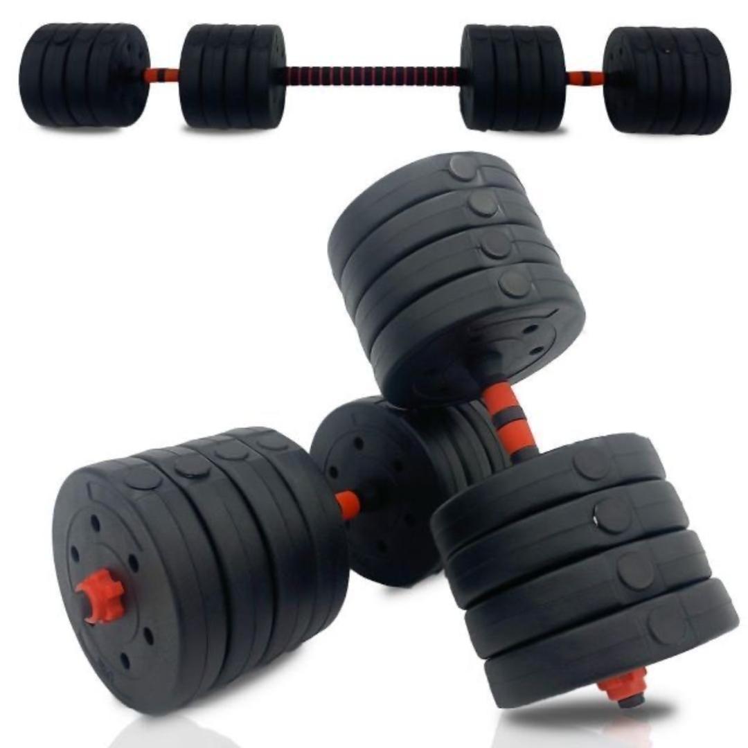 合計50kg｜バーベルにもなるダンベル｜25kg×2個セット 可変式プレート ⑵