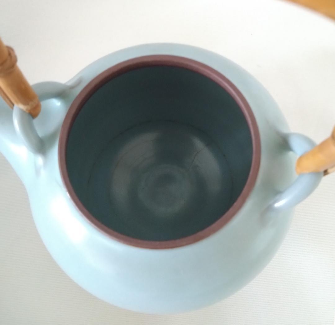 人気絶頂 鈴木三成作 作家物 青瓷 青磁 猪口3点 急須 工芸品