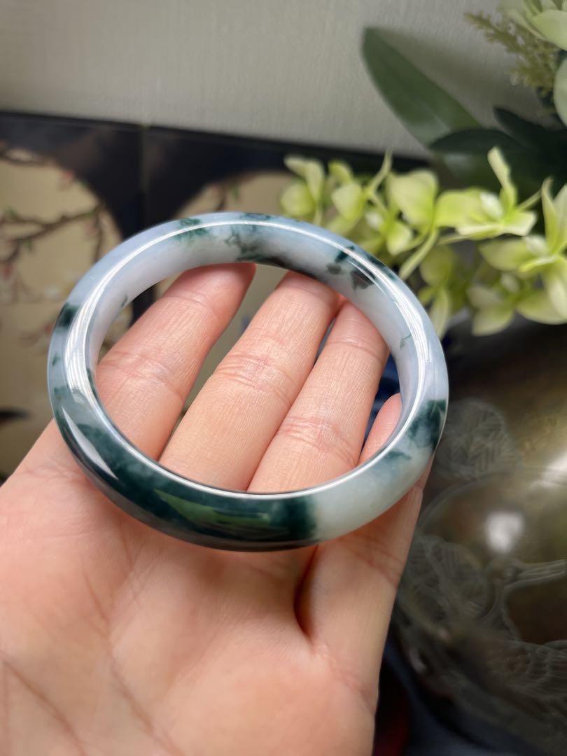 高級品❣️天然A貨翡翠 天然鉄分花入り浮かぶ藍花柄氷種翡翠