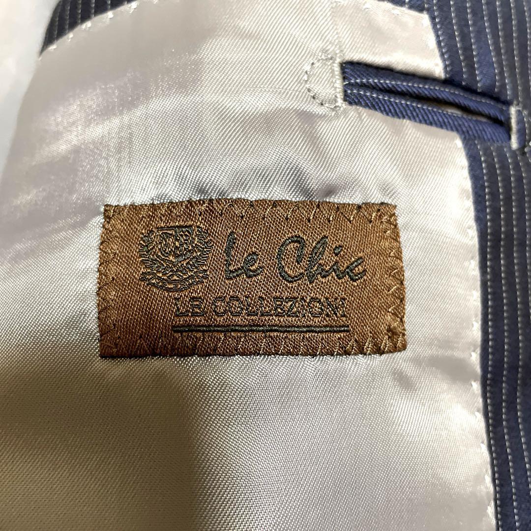 【超美品】Le Cbic高級生地DRAGO光沢ネイビーペンストライプスーツAB5