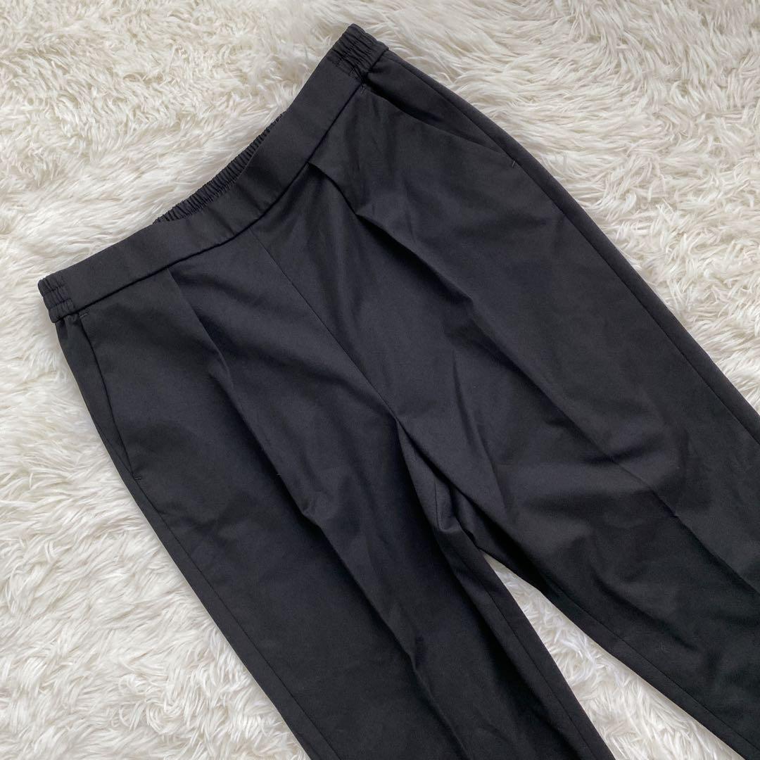 BOSCH ノーカラー パンツスーツ 38 （M） 黒 テーパードパンツ