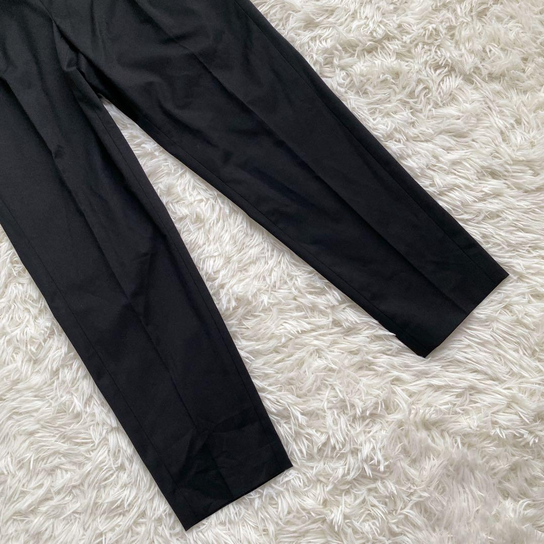 BOSCH ノーカラー パンツスーツ 38 （M） 黒 テーパードパンツ