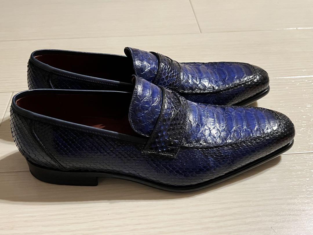 MAGNANNI 蛇革パイソンレザー ローファー ブルー 42 マグナーニ 美品