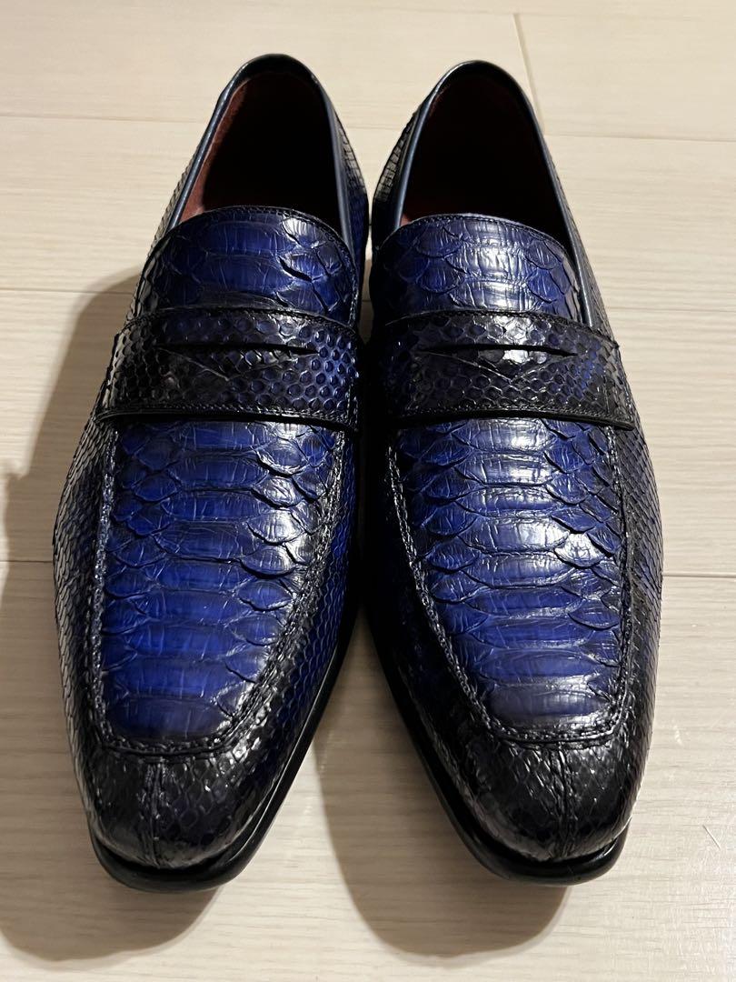 MAGNANNI 蛇革パイソンレザー ローファー ブルー 42 マグナーニ 美品