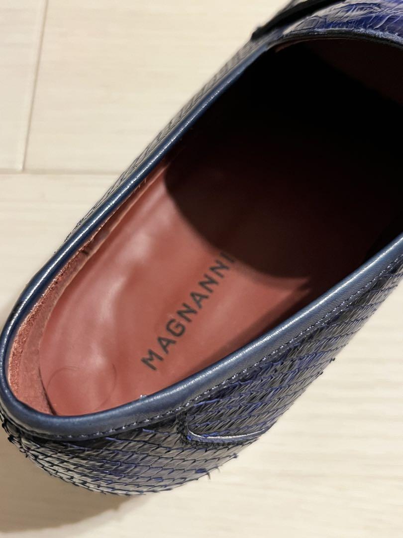MAGNANNI 蛇革パイソンレザー ローファー ブルー 42 マグナーニ 美品