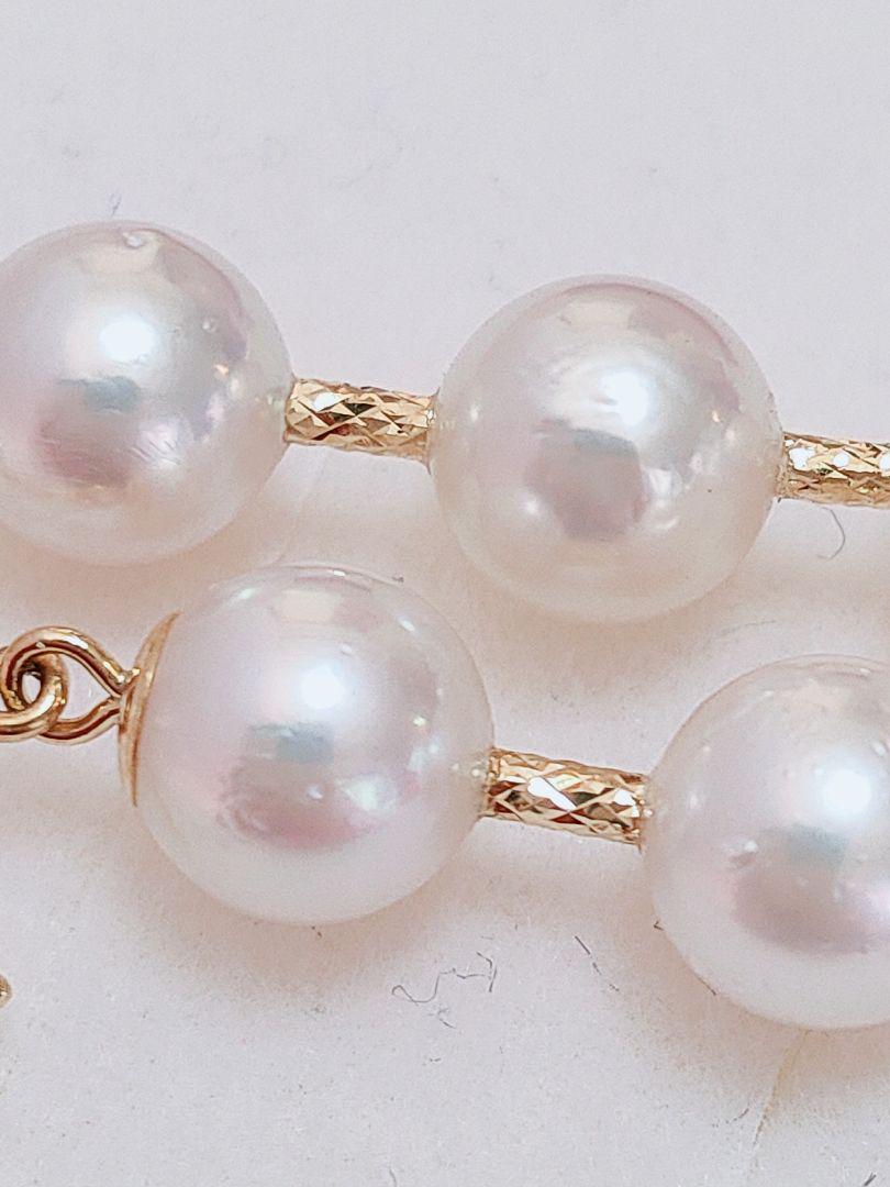 週末セール 未使用品 k18 あこや真珠 ロングピアス