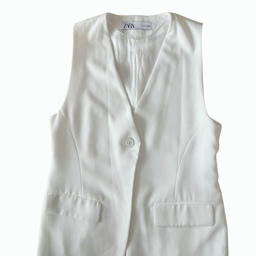 ZARA - ZARA ホワイトロングジレの通販 by R's shop｜ザラならラクマ