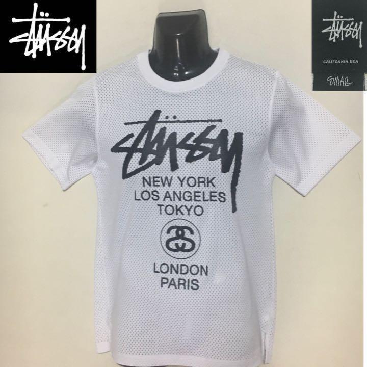 ステューシー ワールドツアー メッシュ Tシャツ TEE ホワイト Sサイズ