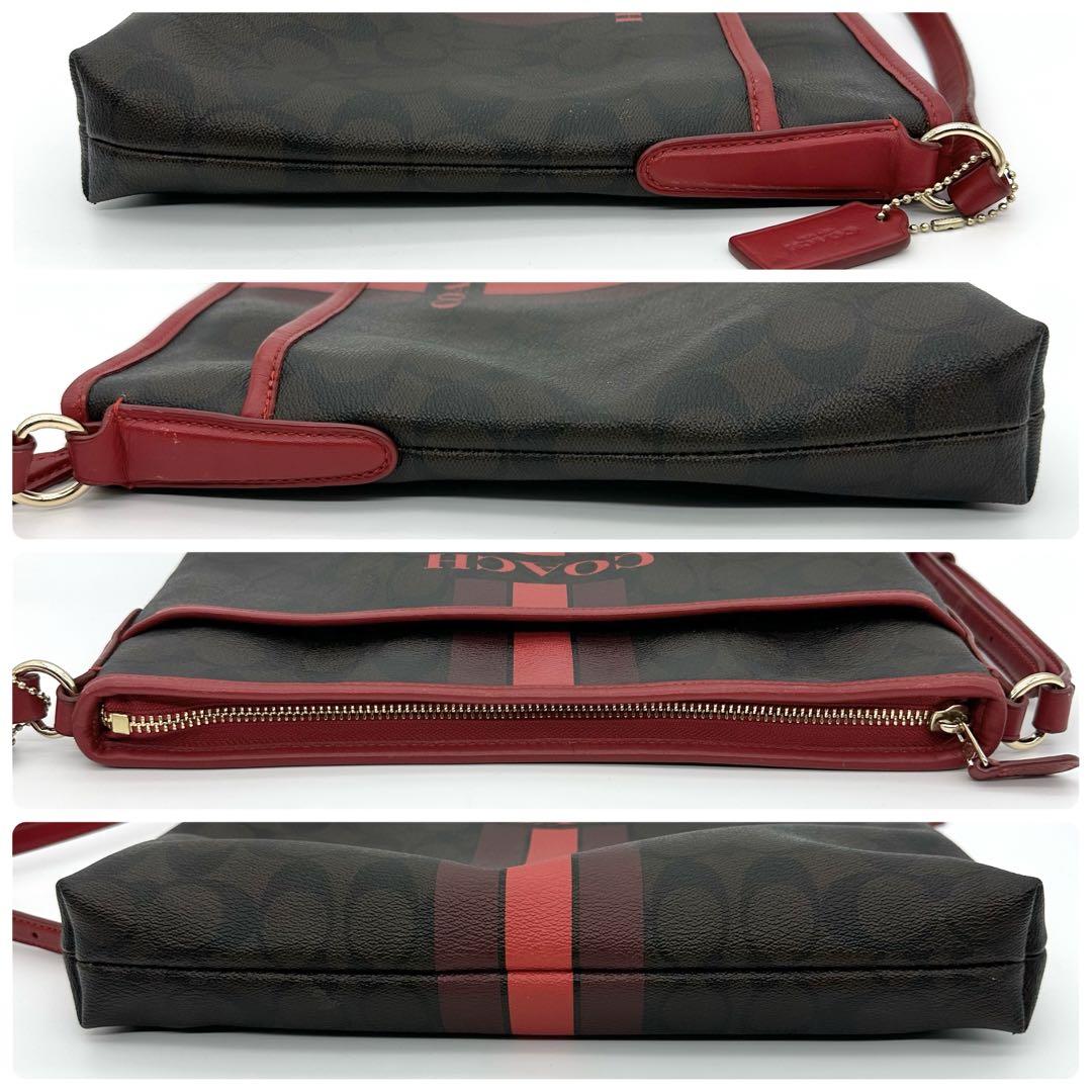 コーチ　ショルダーバッグ　シグネチャー　ヘリテージ　PVCレザー　ポシェット COACH - コーチ ショルダーバッグ ヘリテージストライプ