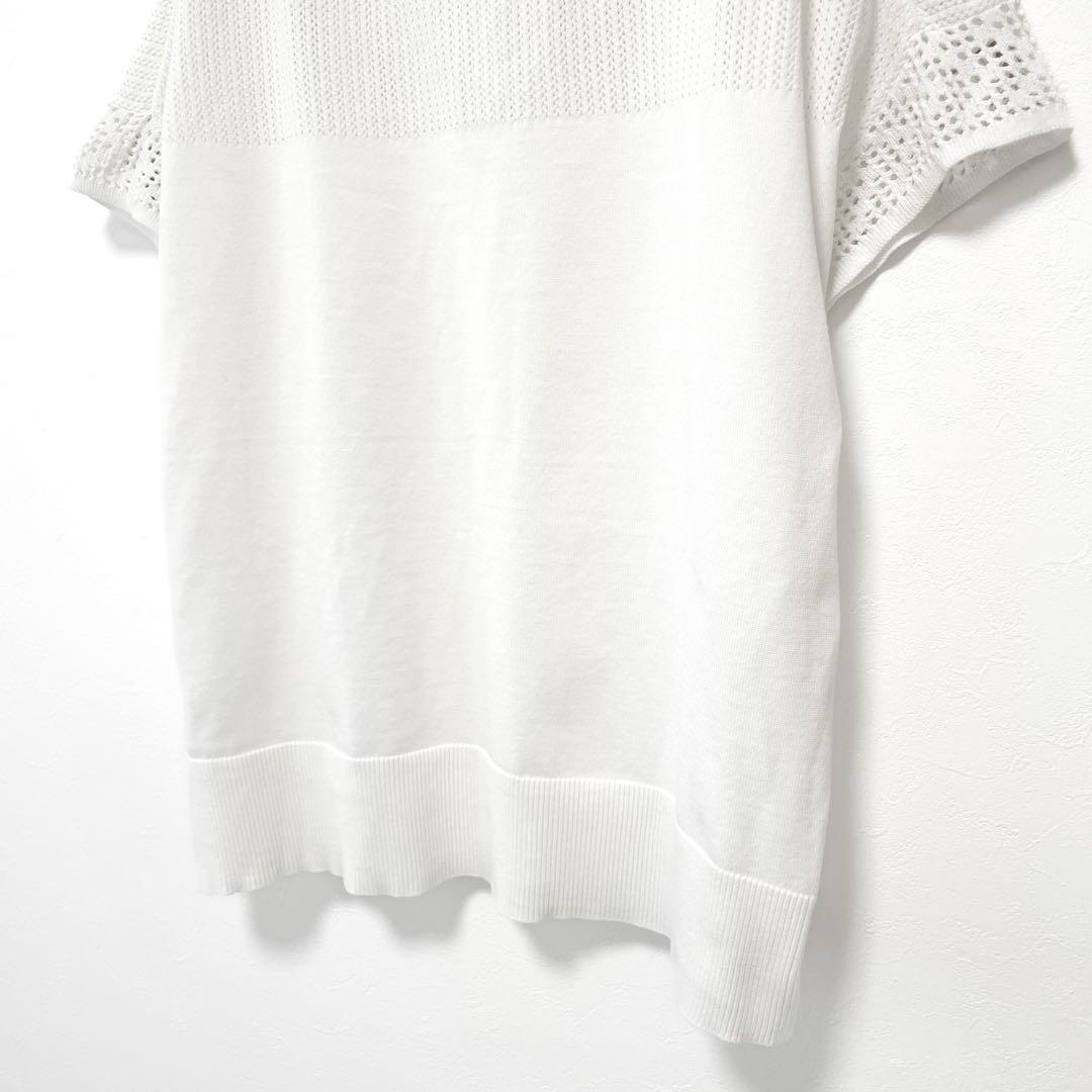 NOMBRE IMPAIR 透かし編み強撚コットンフレンチニット