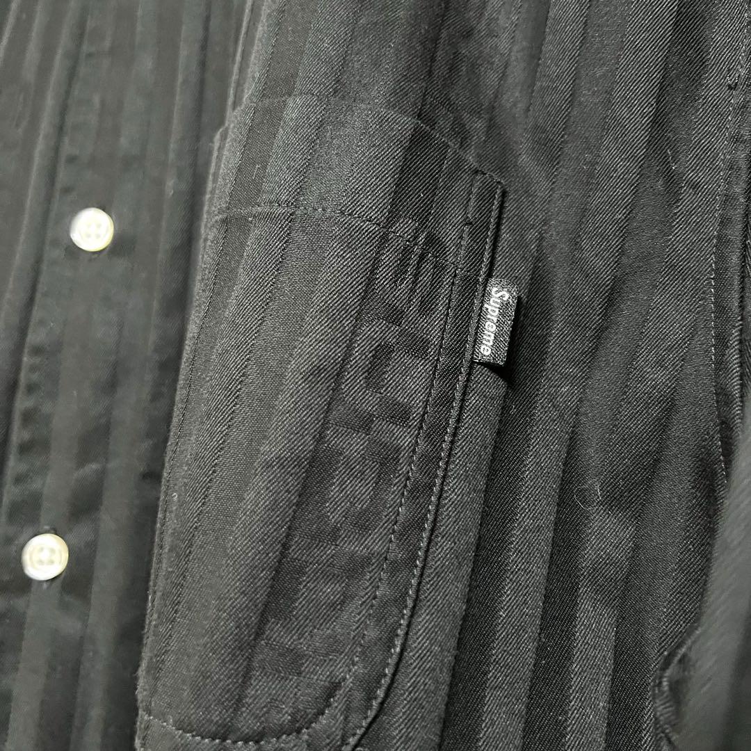 supreme Jacquard Stripe Twill Shirt M 黒