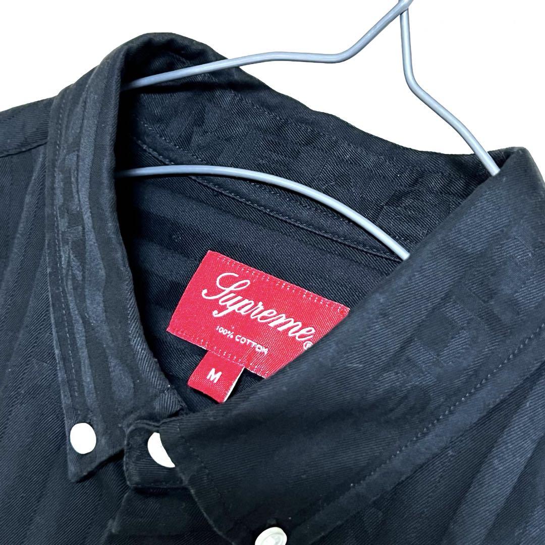 supreme Jacquard Stripe Twill Shirt M 黒