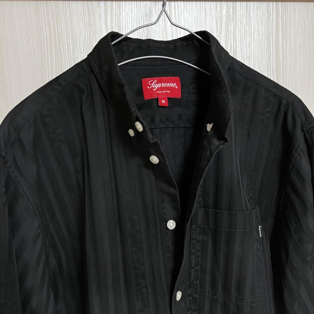 supreme Jacquard Stripe Twill Shirt M 黒