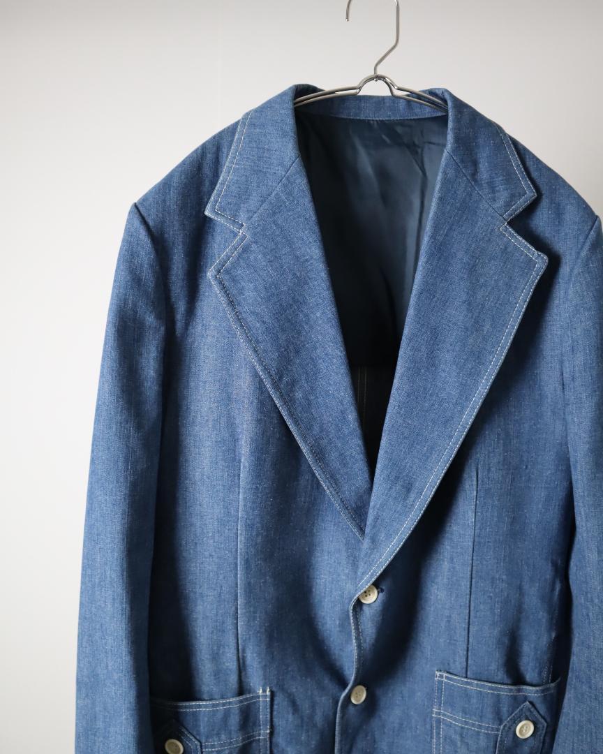 ジャケット・アウター 70s Lee denim tailored jacket 70s Lee Set】USA製 デニム テーラードジャケット カバーオール