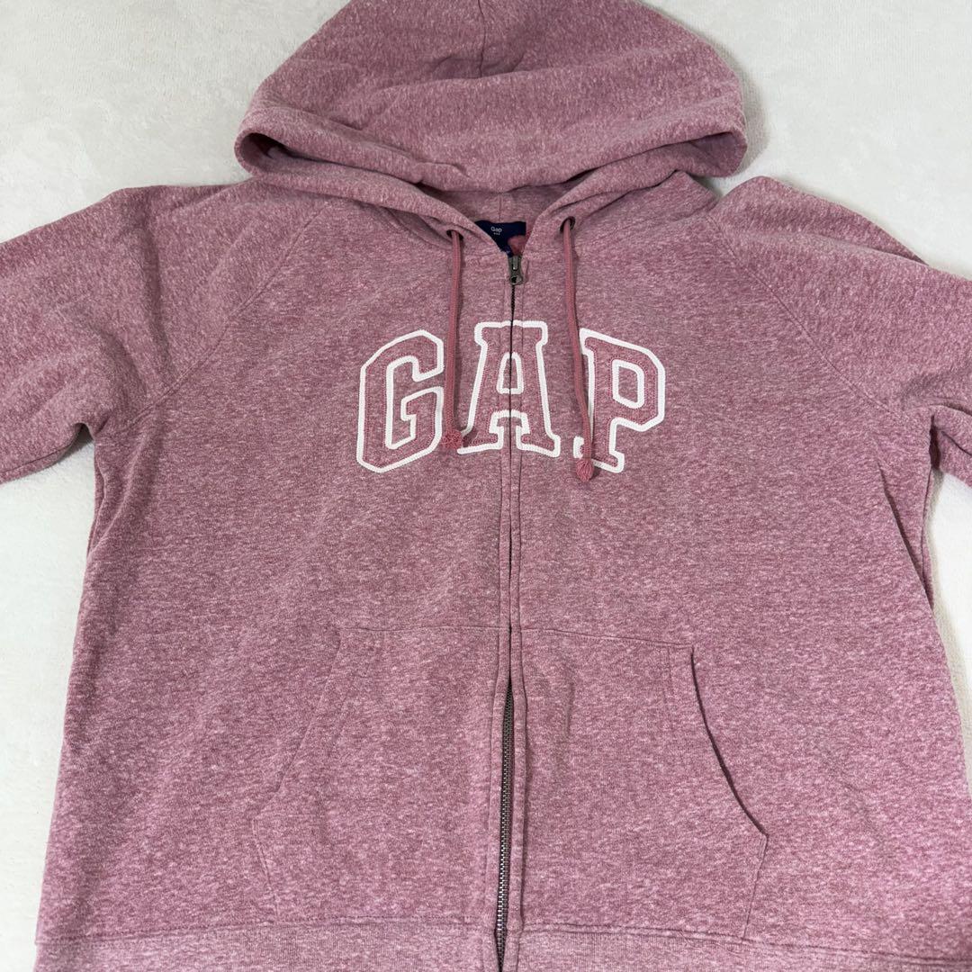 GAP パーカー(XL)ジップアップ ビッグロゴ 大きいサイズ ピンク