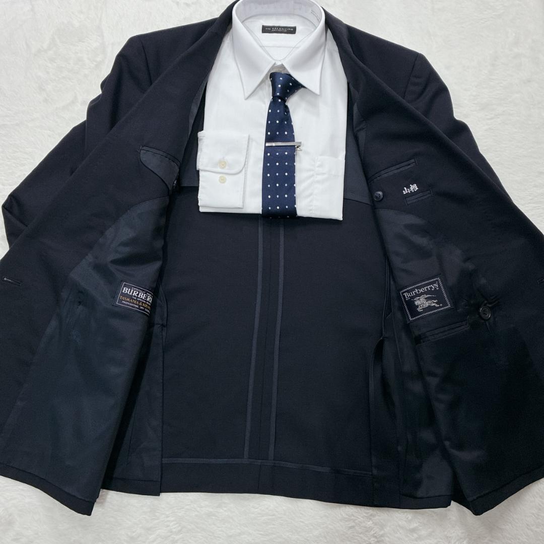 極美品 Burberrys 紺ブレ 金ボタン セットアップ モヘア 背抜き