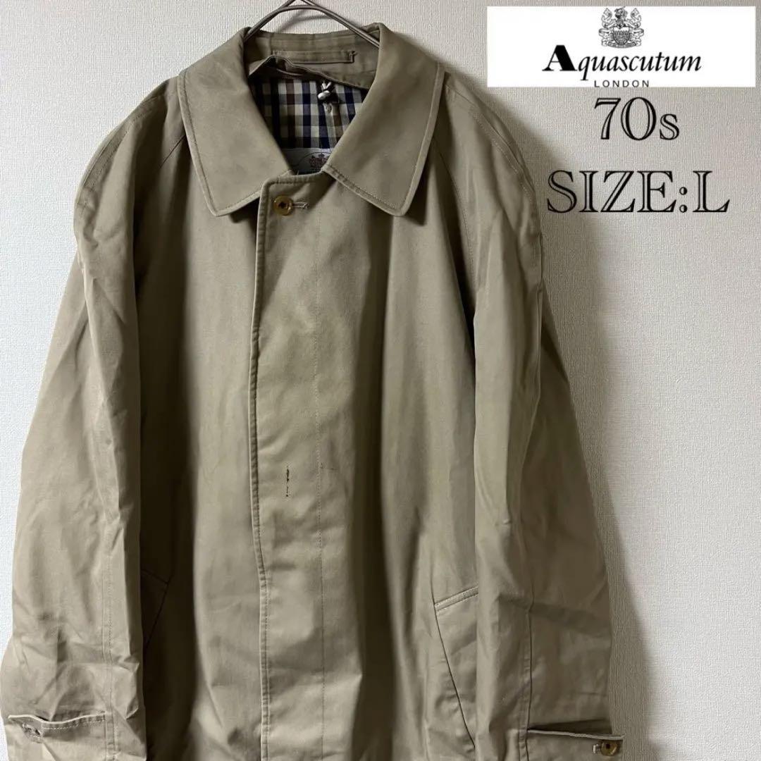 70s Aquascutum（アクアスキュータム）ステンカラーコート/L/