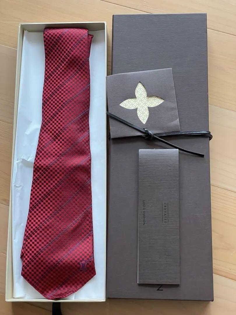 【美品】Louis Vuitton ネクタイ　ダミエ　赤