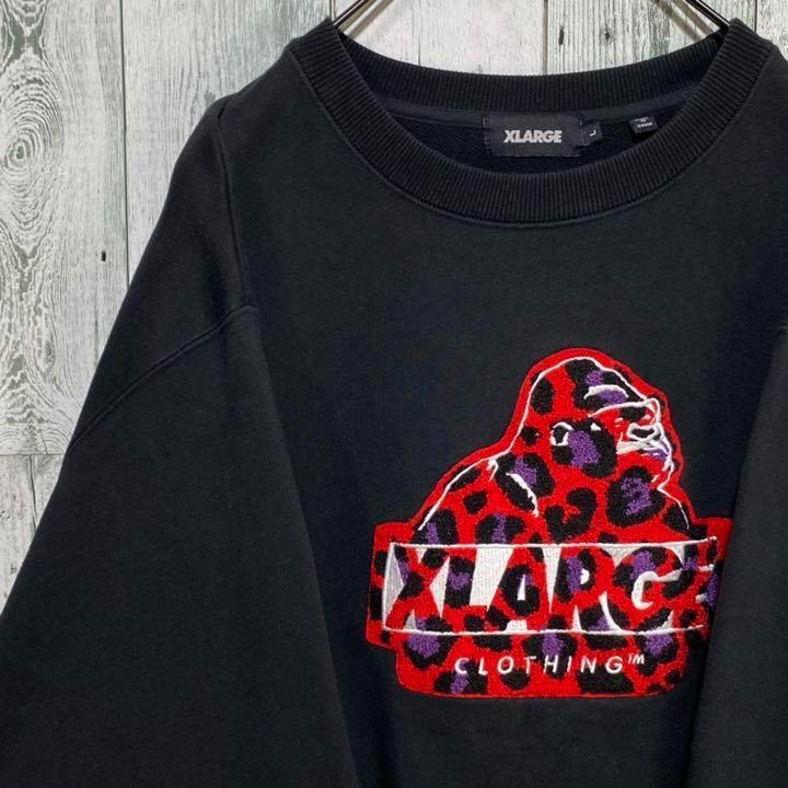 9412円 【SALE/102%OFF】 XLARGE エクストララージ デカ刺繍ロゴ スウェット 黒 L