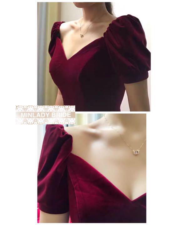 【新品】ベルベット プリンセススリーブ2way ウェディングドレス #ma205